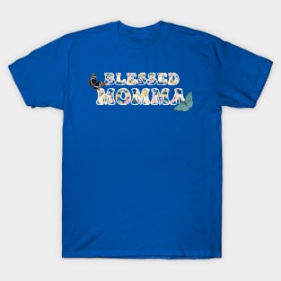 Beautiful Blessed Momma Floral Butterfly Design T-Shirt